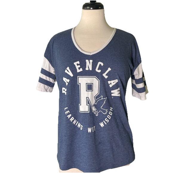 Women's Harry Potter Ravenclaw Hogwarts V-Neck T-Shirt Navy/ White XS - Picture 1 of 4
